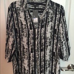 MOSSIMO Black & White Pullover Blouse (LARGE) (NWT) $22.99